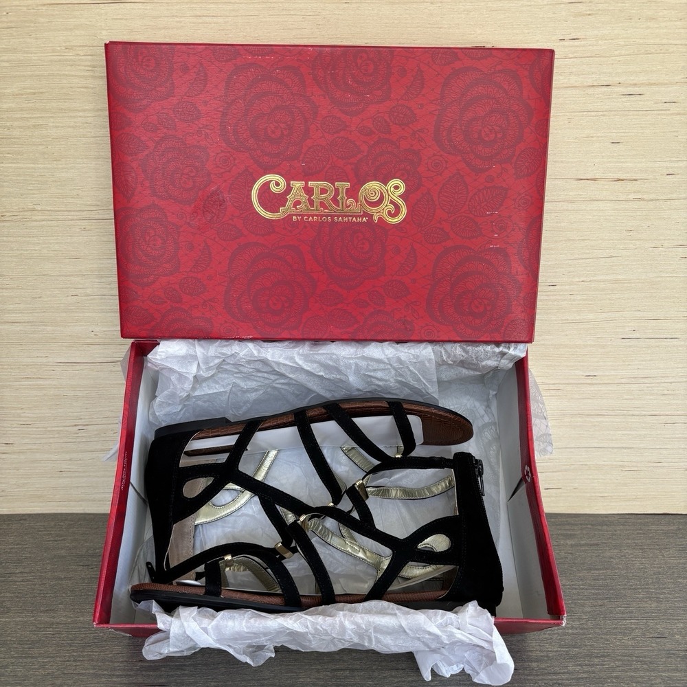 NEW Carlos By Carlos Santana Women's Sz 8 Black Emma Flat Sandals Shoes - Picture 12 of 16